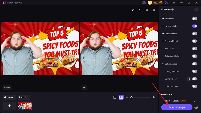 compare results and download enhanced thumbnail
