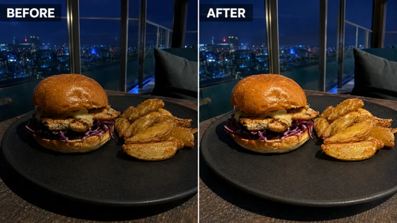 messy food background cleaned with facetune