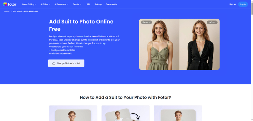 fotor ai outfit editor add suit to photo online