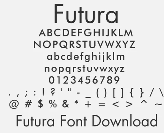 Futura geometric typography specimen.