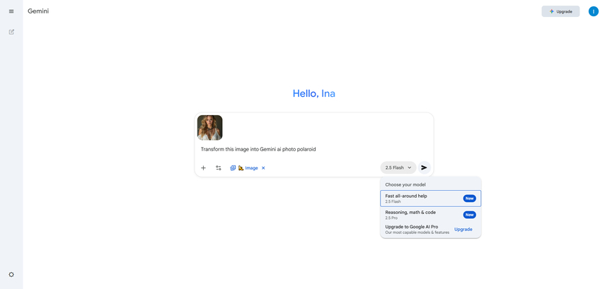 geração de foto polaroid gemini ai