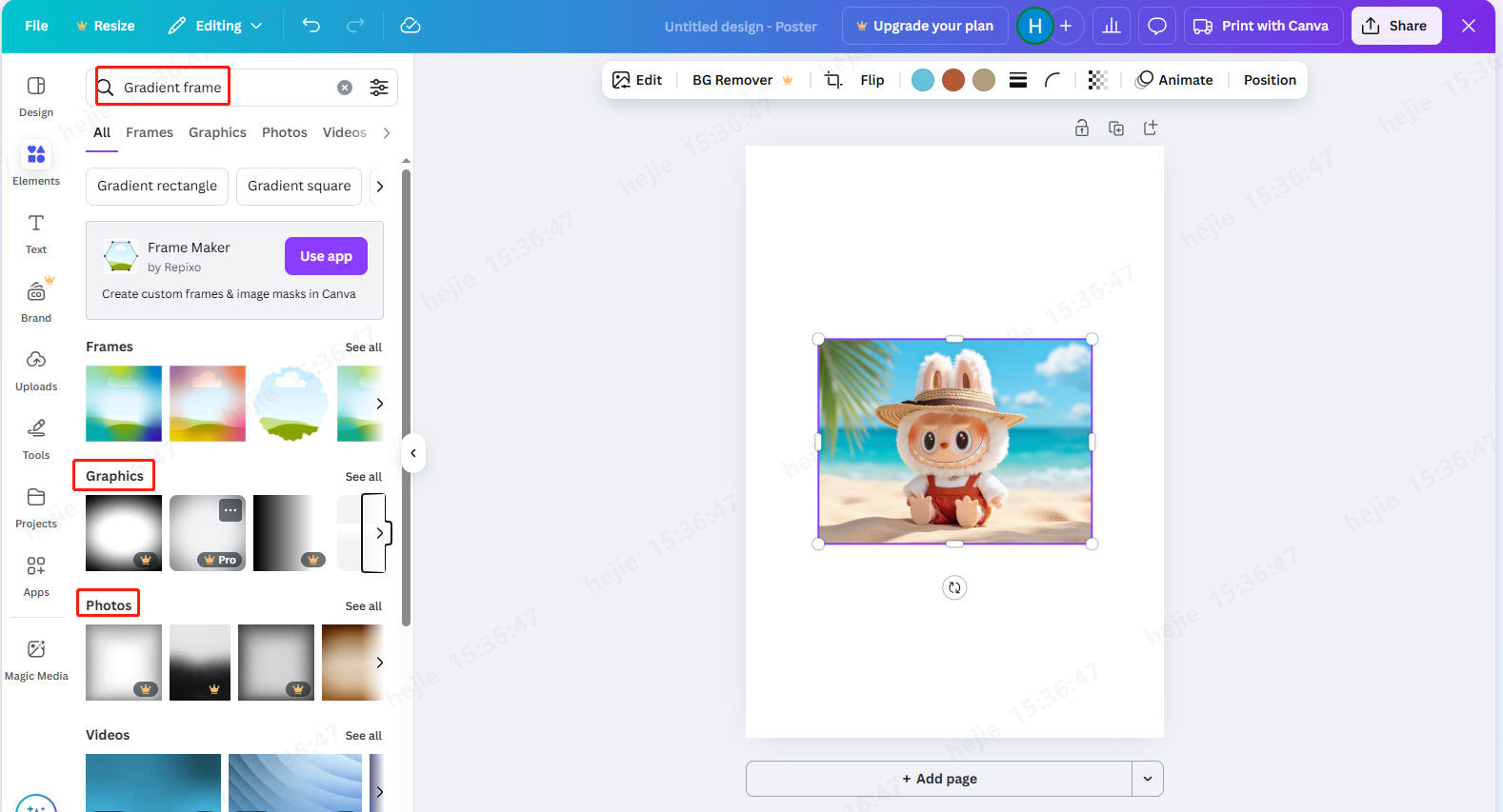 blur photo edges with gradient frames