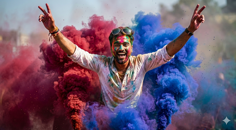 blue and red smoke background