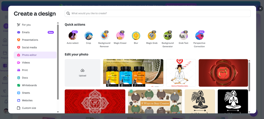 canva photo editor homepage screenshot