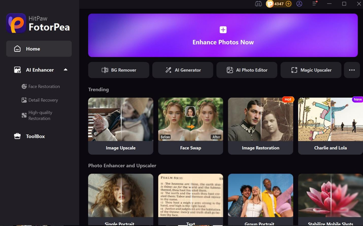 tela inicial do hitpaw-fotorpea