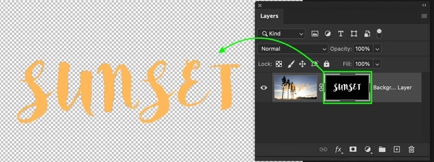usando o photoshop para remover o fundo do texto