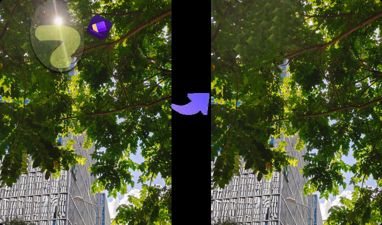 how to remove sun glare from a photo in editing software.