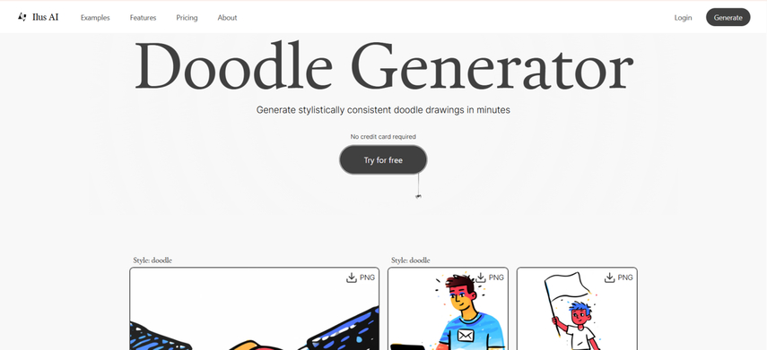 homepage screenshot of illus ai doodle generator
