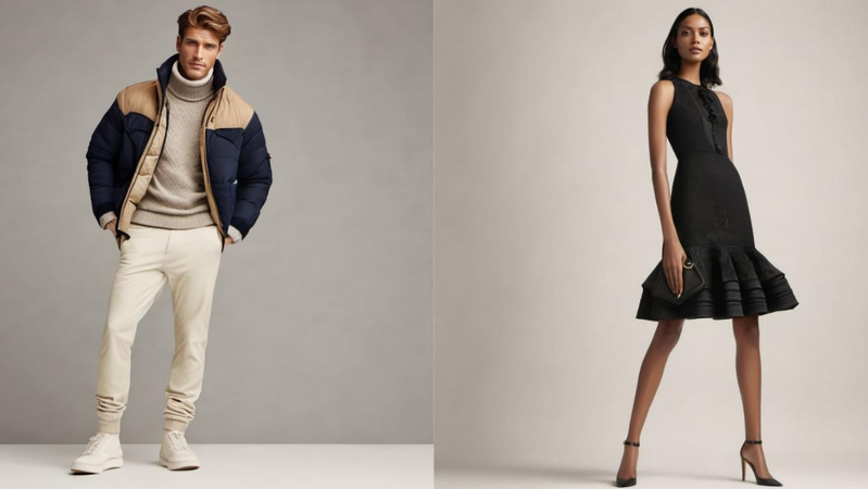 dois modelos de moda por ia, menino e menina