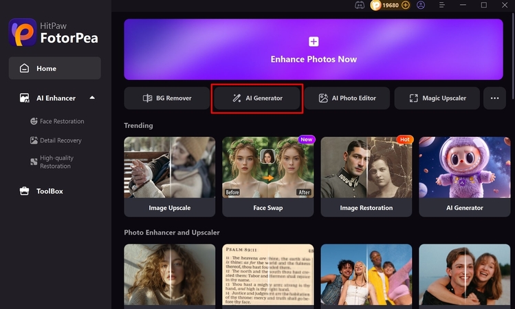 access hitpaw fotorpea ai generator tool