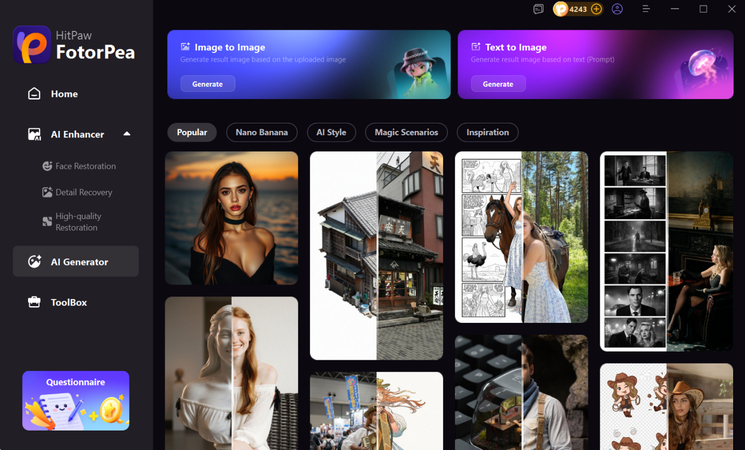 open HitPaw and select AI Generator