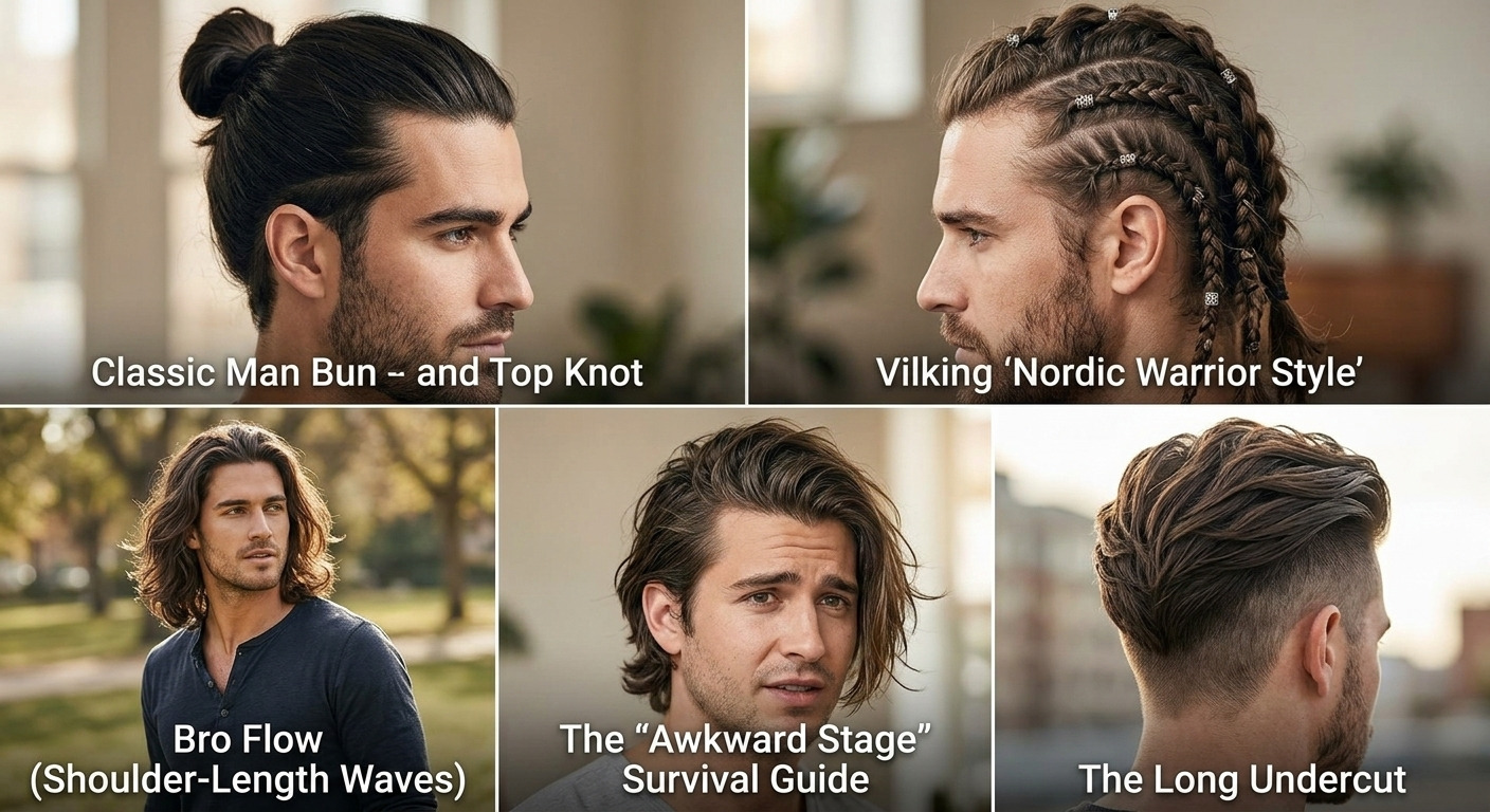 long hair for men composition