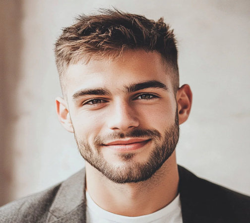 relaxed and casual messy crew cut hairstyle