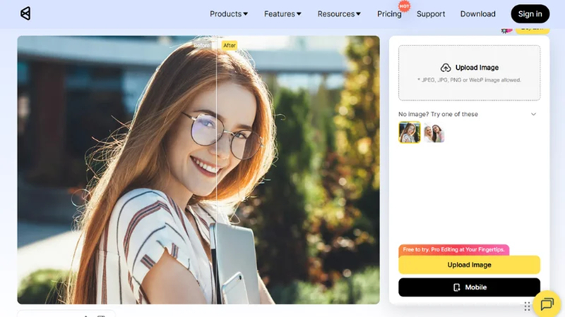opening the evoto ai photo reflection removal tool