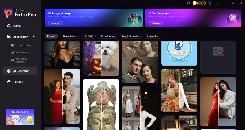 open HitPaw and select ai generation