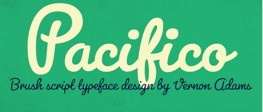 Pacifico handwriting script font layout.