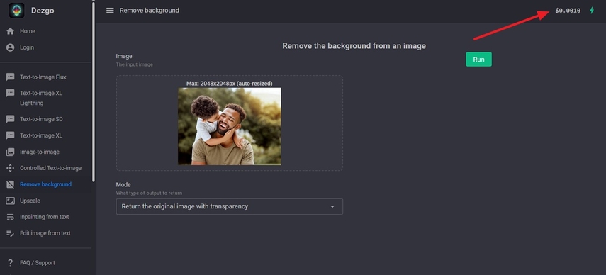 dezgo ai image generator pricing