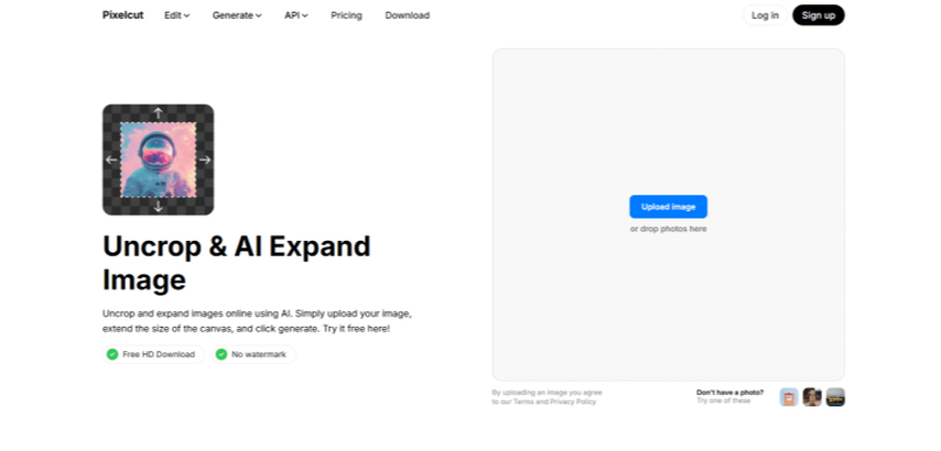 pixelcut ai image expander browser based tool