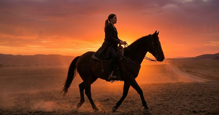 powerful low angle ride aura farming horse portrait