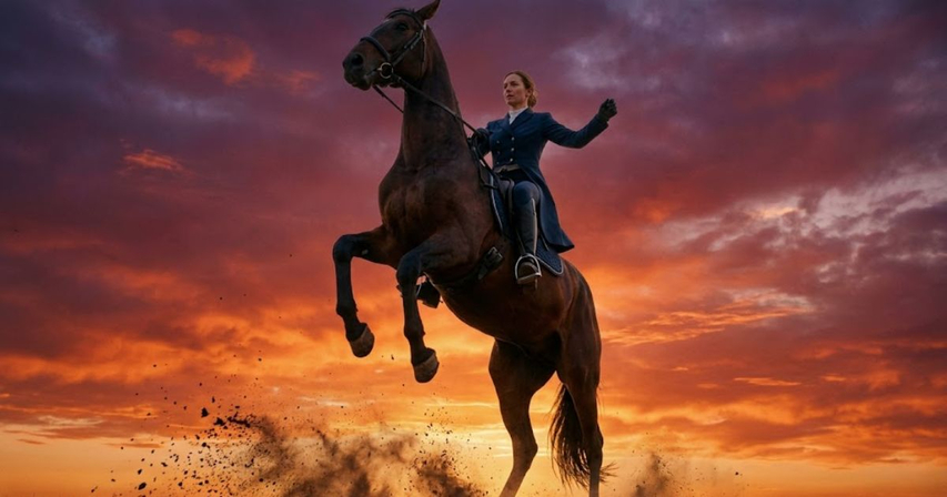 rearing horse mastery aura farming dramatic cinematic shot
