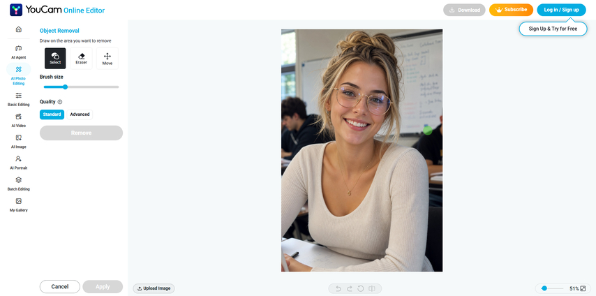remove reflection from photos with youcam
