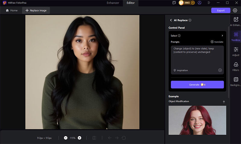 ai replace hair color with prompt