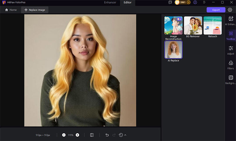 replaced hair color with ai photo editor