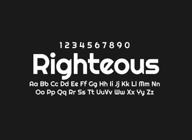 Righteous futuristic font preview.