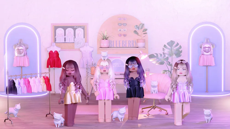 avatar feminino Roblox com roupa vermelha