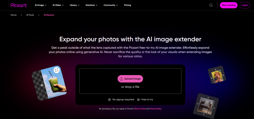 upload image to picsart editor for ai image expansion