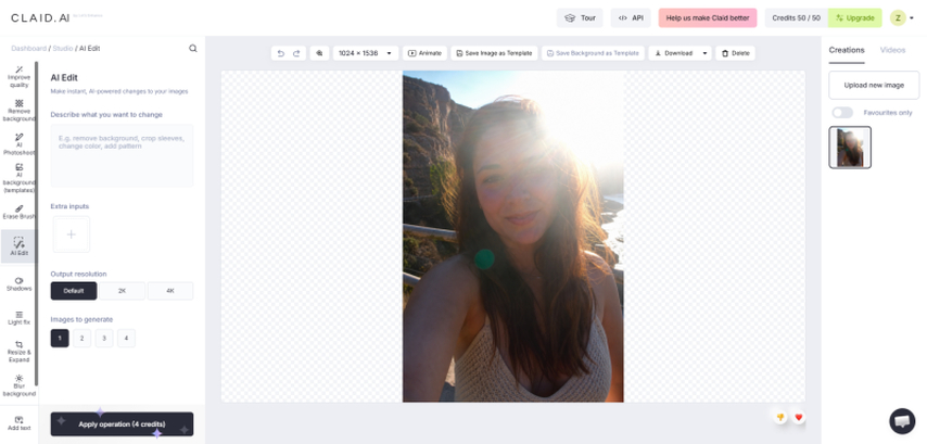 upload product image remove sunlight glare