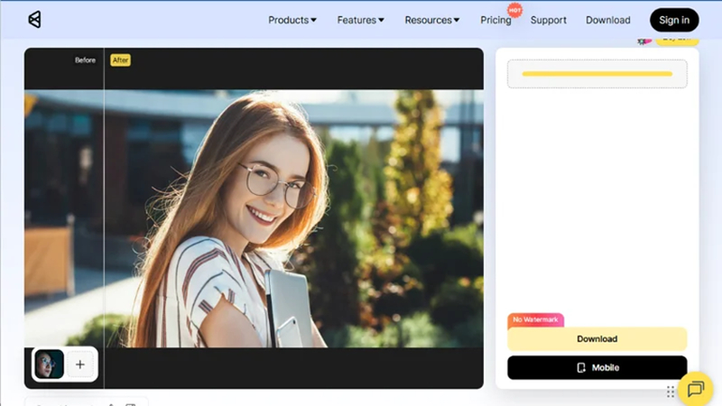 uploading a portrait with glasses reflections to evoto ai