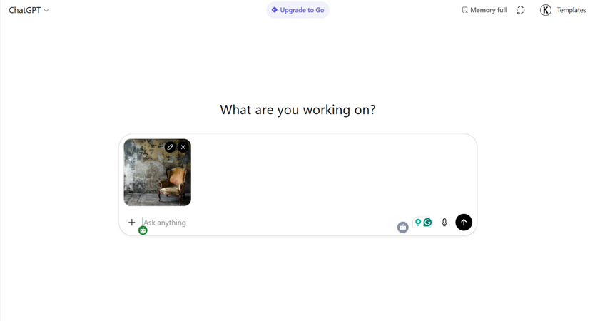 upload your image to chatgpt chat box