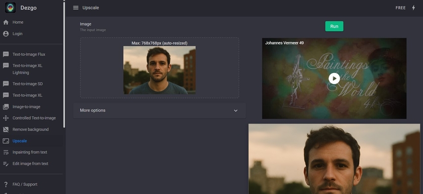 dezgo image generation upscaling feature