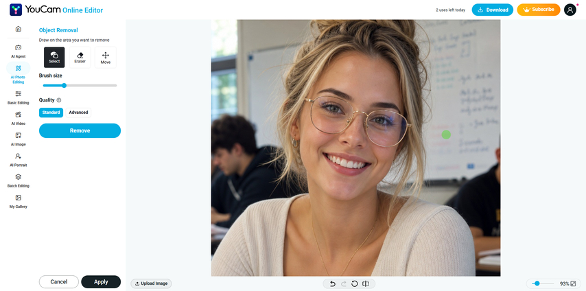 use brush to remove glare from photos