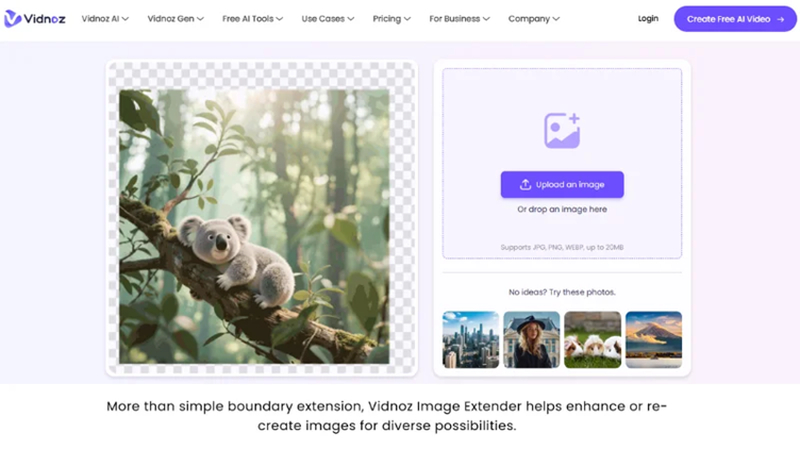 أداة Vidnoz لتوسيع الصور بالذكاء الاصطناعي