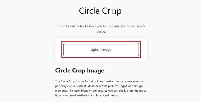 Circle Crop 도구에 이미지 업로드