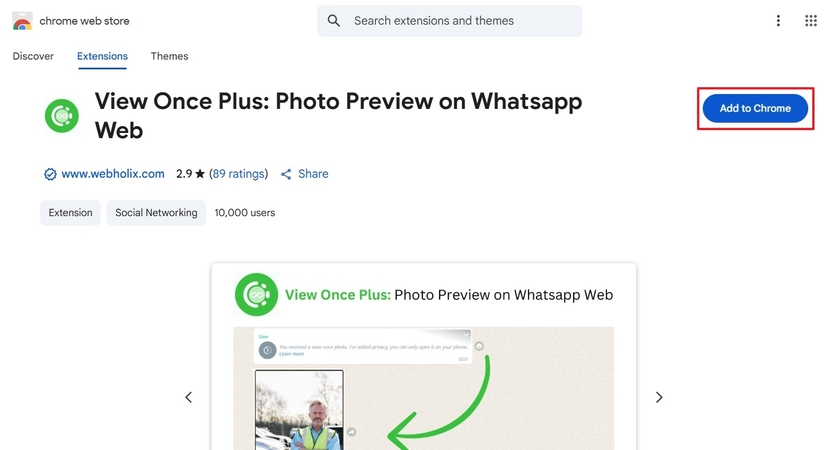 use view once photo preview extension