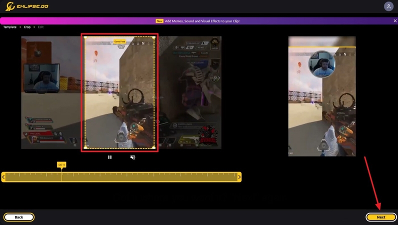 set facecam position and click next