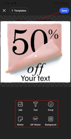 edit sticker properties svae for ig