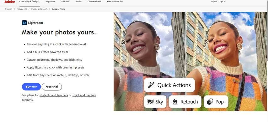 adobe lightroom interface