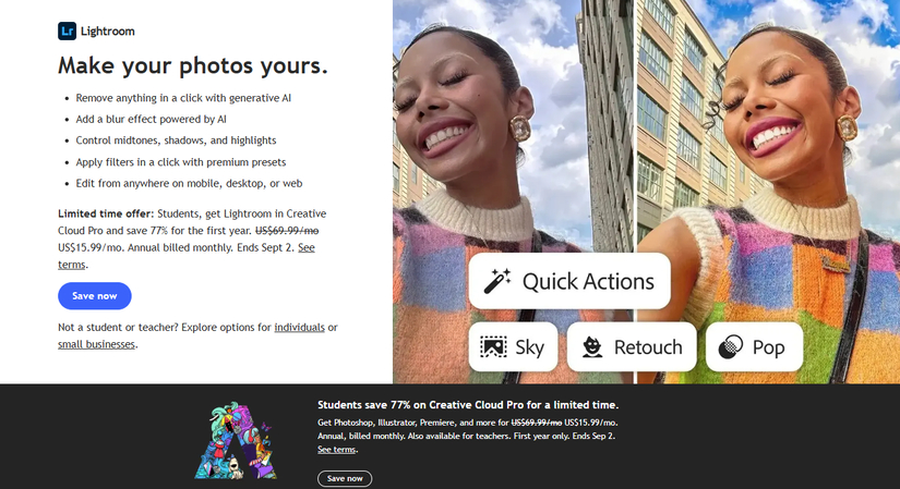 Adobe Lightroom professional photo editing software interface