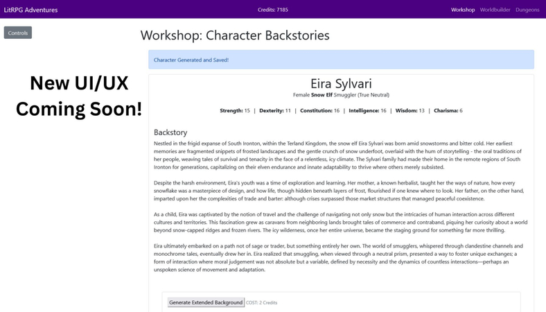 ai character backstory generator litrpg adventures
