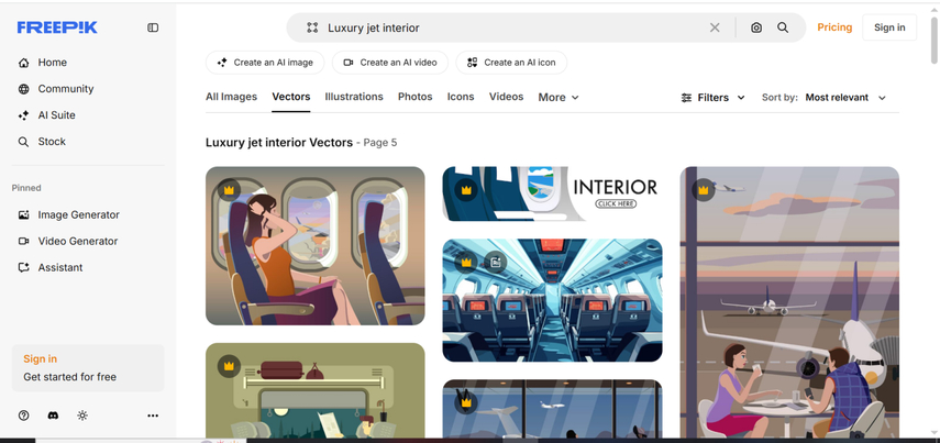 ai private jet interior freepik