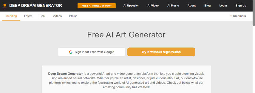 ai relaxation emagine generator deep dream generator