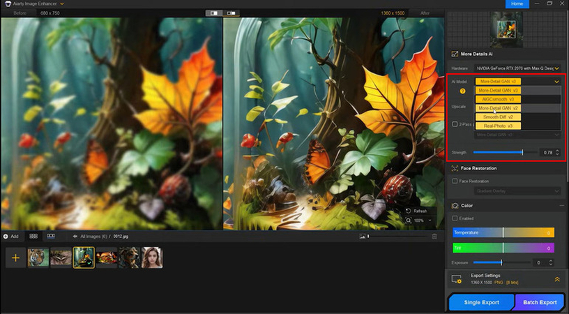 Aiarty Image Enhancer interface