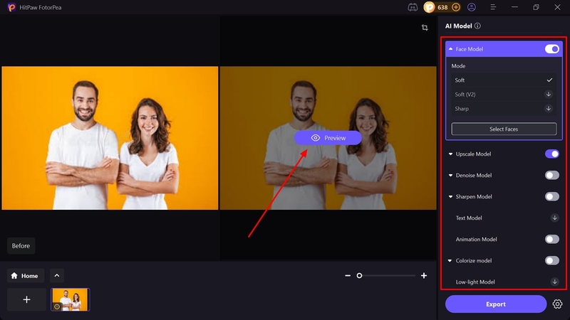 click preview after applying ai models