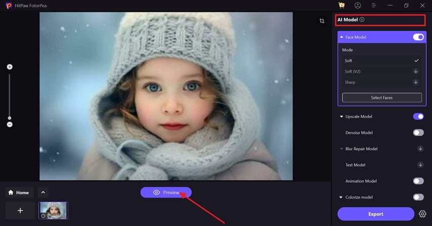 AI 모델을 사용한 업스케일 이미지 미리보기