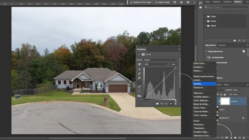 brightening dark areas of a property photo with photoshop
