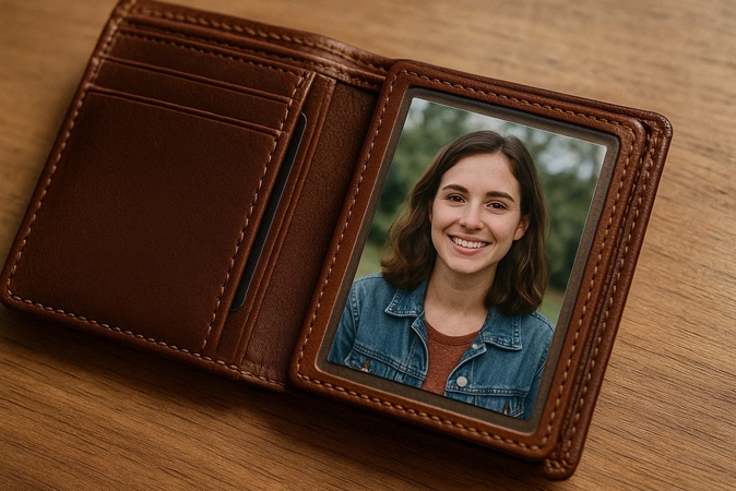 wallet size picture bifold leather